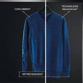 Une comparaison entre deux pulls en laine montrant un rétrécissement contre aucun rétrécissement grâce au système AbsoluteCare® AEG.