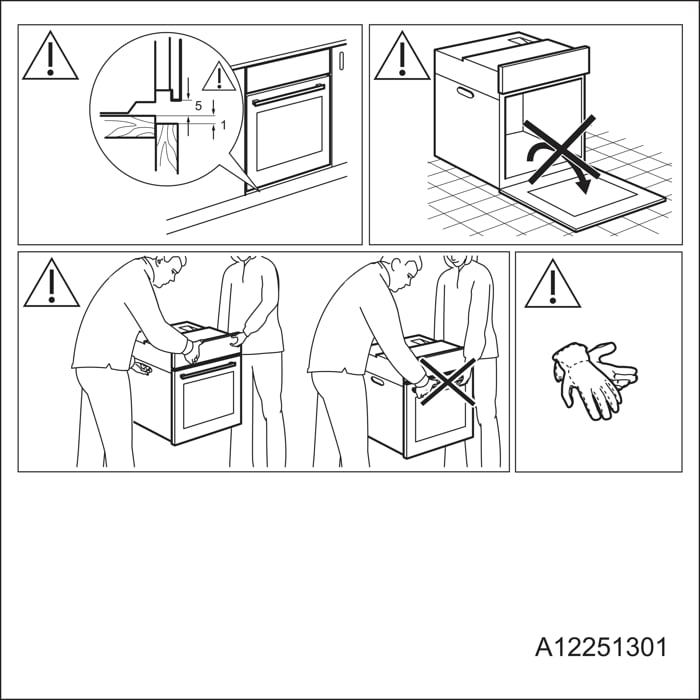 Ne tirez pas le four par la poignée de la porte. Mettez des gants