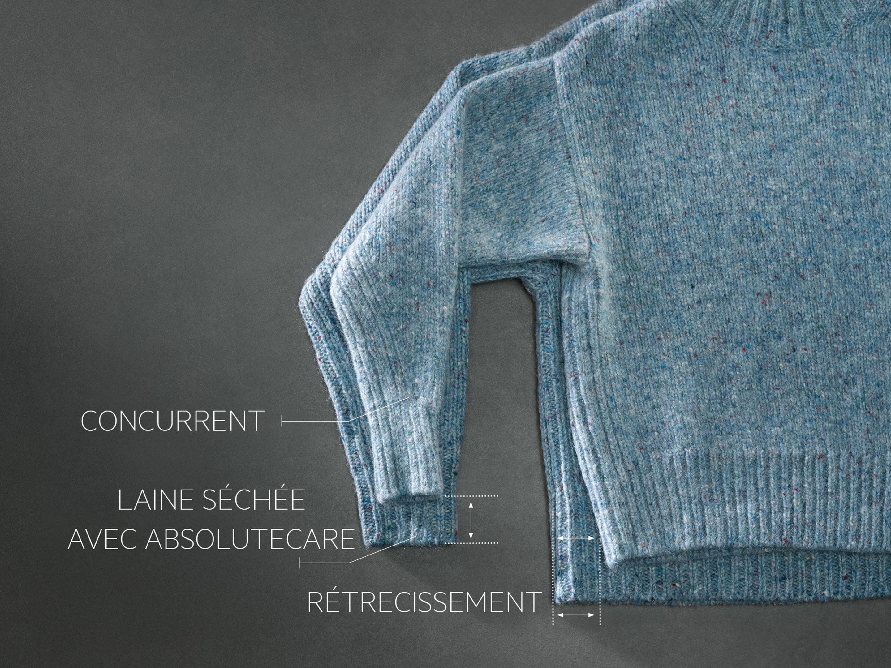 Photo comparative d'un vêtement en laine et d'un vêtement en soie, tous deux des t